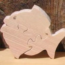 Puzzle de madera pez 3 piezas Madera maciza de haya, hecho a mano