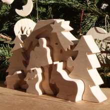 Cuna de Navidad puzzle de madera para pintar, 10 piezas hechas a mano en arce macizo