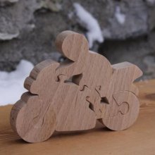 puzzle moto y motorista 5 piezas en madera de haya hecho a mano