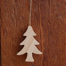 Árbol de Navidad de madera maciza de 10 cm para pintar y colgar, cortado a mano
