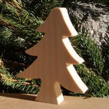 Arbol de Navidad 10 cm en madera maciza, hecho a mano, 20mm de espesor, para pintar