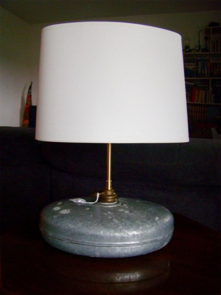 L&aacute;mpara antigua de cantimplora de zinc 