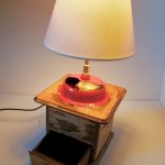 Antiguo molinillo de café lámpara roja 