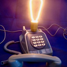 Lámpara telefónica de neón azul estilo años 80 