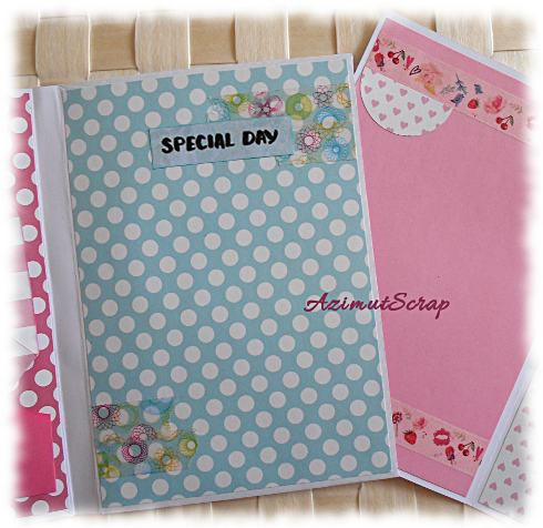 Journal intime ou Calepin album ou carnet papiers assortis "Special Day" rose vert multicolore