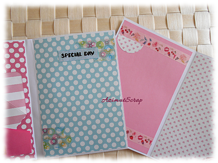 Journal intime ou Calepin album ou carnet papiers assortis "Special Day" rose vert multicolore