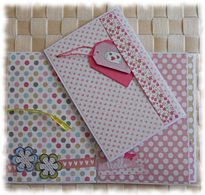 Journal intime ou Calepin album ou carnet papiers assortis "Special Day" rose vert multicolore