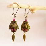 Pendientes Bohemios de Cuarzo Fucsia