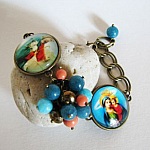 Pulsera de cabujones de Jesús y María con cadena