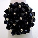 Bague en perles Agate noire (en kit)