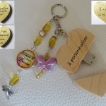 Llavero Corazón llave usb para grabar Cabujón y mariposa