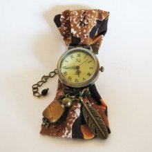 Kit de reloj de pulsera de tela de cera marrón africano