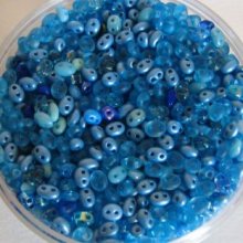 Cuentas gemelas Mix Azul Turquesa x 10 gr