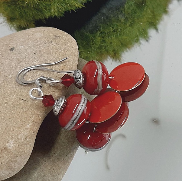 pendientes rojos con alambre de plata pendientes de dise&ntilde;o para orejas perforadas