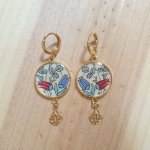 Pendientes colgantes de flores orientales