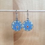 Pendientes colgantes flor oriental azul