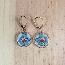 Pendientes flor oriental azul