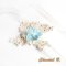 Pulsera de encaje marfil con flor de seda azul y strass brazalete de novia