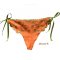 Lingerie de soie string en soie plumettes anis bronze sur orange 