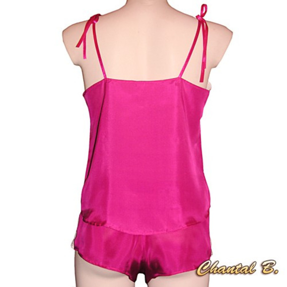 Camisola de seda fucsia + bóxer