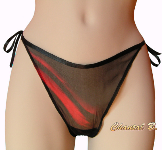 Tanga de gasa de seda negra y roja SAINT VALENTIN -promoción 10 % para 2 comprados