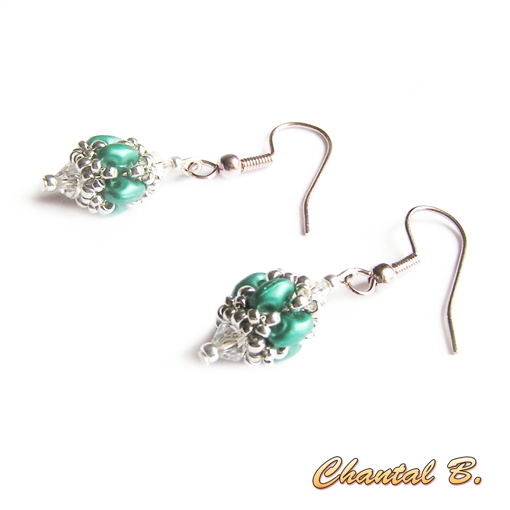 pendientes de boda cuentas de cristal swarovski coral nacarado y cuentas de cristal plateado