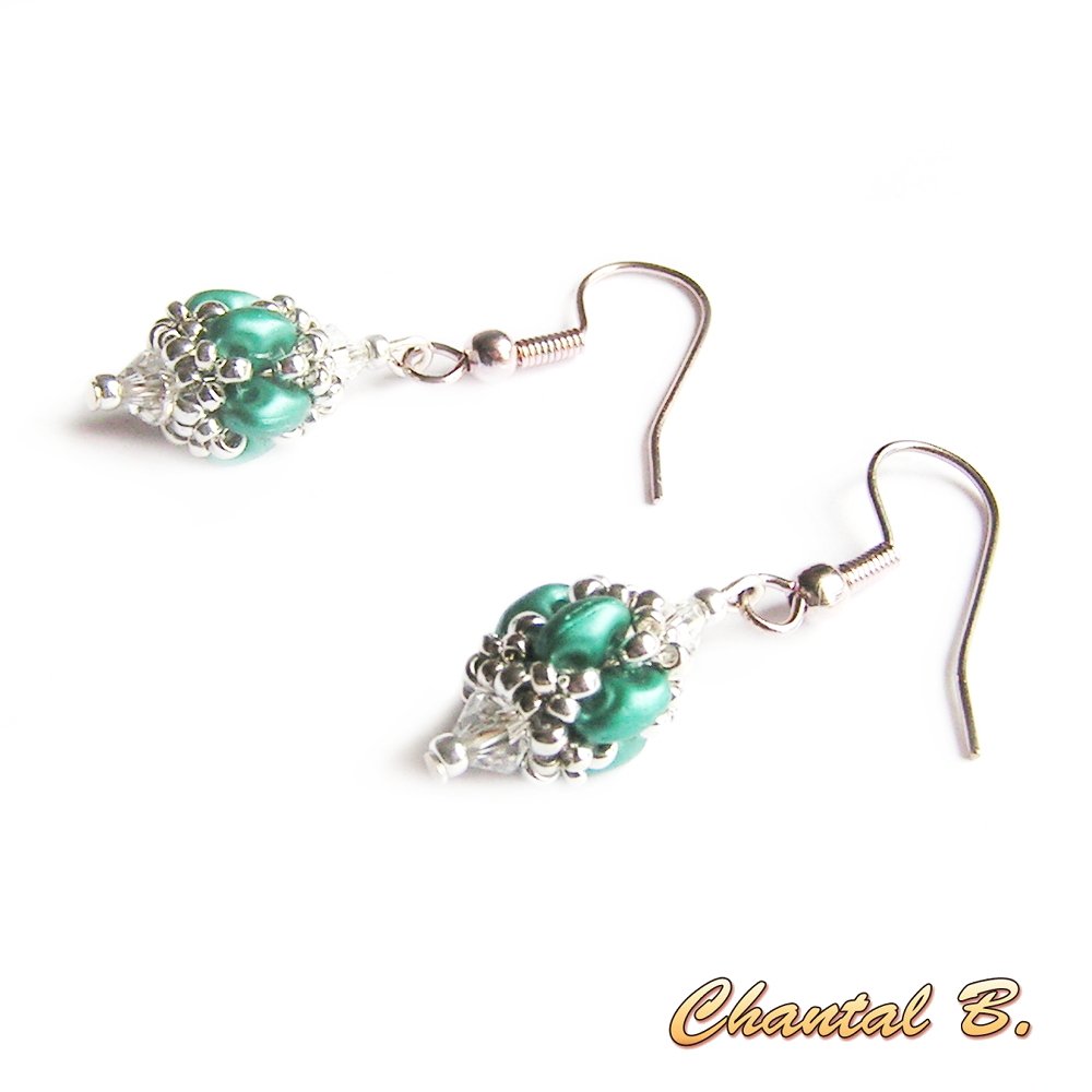 pendientes de boda cuentas de cristal swarovski coral nacarado y cuentas de cristal plateado