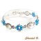 pulsera de cristal swarovski perla azul y plata cuentas tejidas