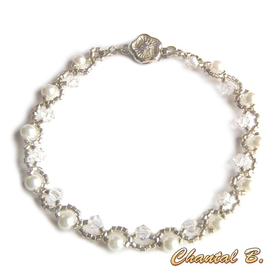 pulsera swarovski perlas de cristal swarovski y romantica boda de plata