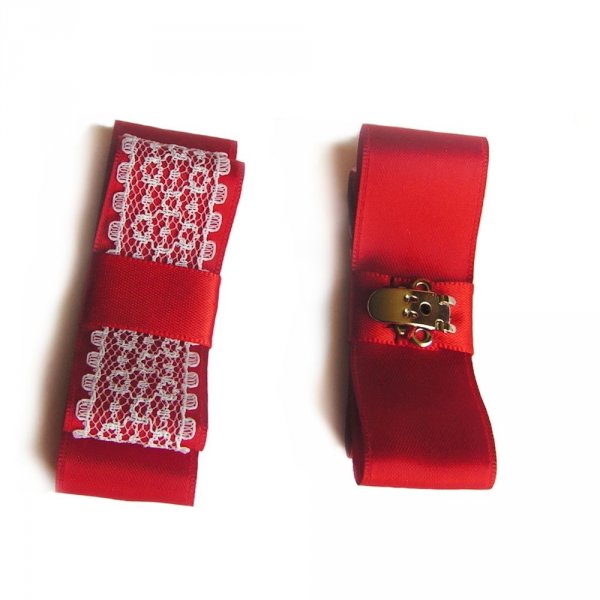 clips zapatos boda accesorio lazo raso an&iacute;s y encaje blanco tema naturaleza