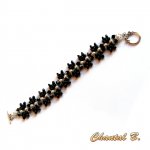 pulsera de noche cuentas swarovski blancas cuentas de cristal negro