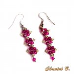 pendientes cristal swarovski rosa fucsia y plata boda de noche