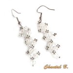 pendientes cristal swarovski transparente y plata boda de noche