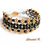 pulsera brazalete tejido de cuentas bohemio negro y oro noche de bodas