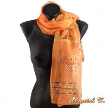 pañuelo de gasa de seda naranja pintado a mano accesorio de noche