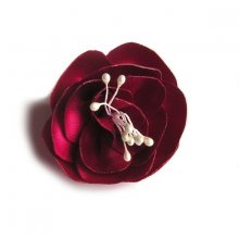 flor de raso rosa fucsia y pistilos hecha a mano para accesorio de boda