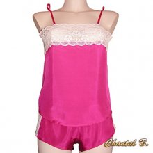 Camisola de seda fucsia + bóxer