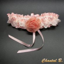 liga de la boda romántica lencería diseñador satén rosa polvo de encaje marfil Rachel marfil flor de gasa