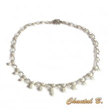 collar tejido perlas blancas cristal swarovski y plata boda noche