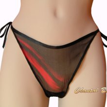 Tanga de gasa de seda negra y roja SAINT VALENTIN -promoción 10 % para 2 comprados