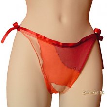 Tanga de seda naranja rubí y cobre