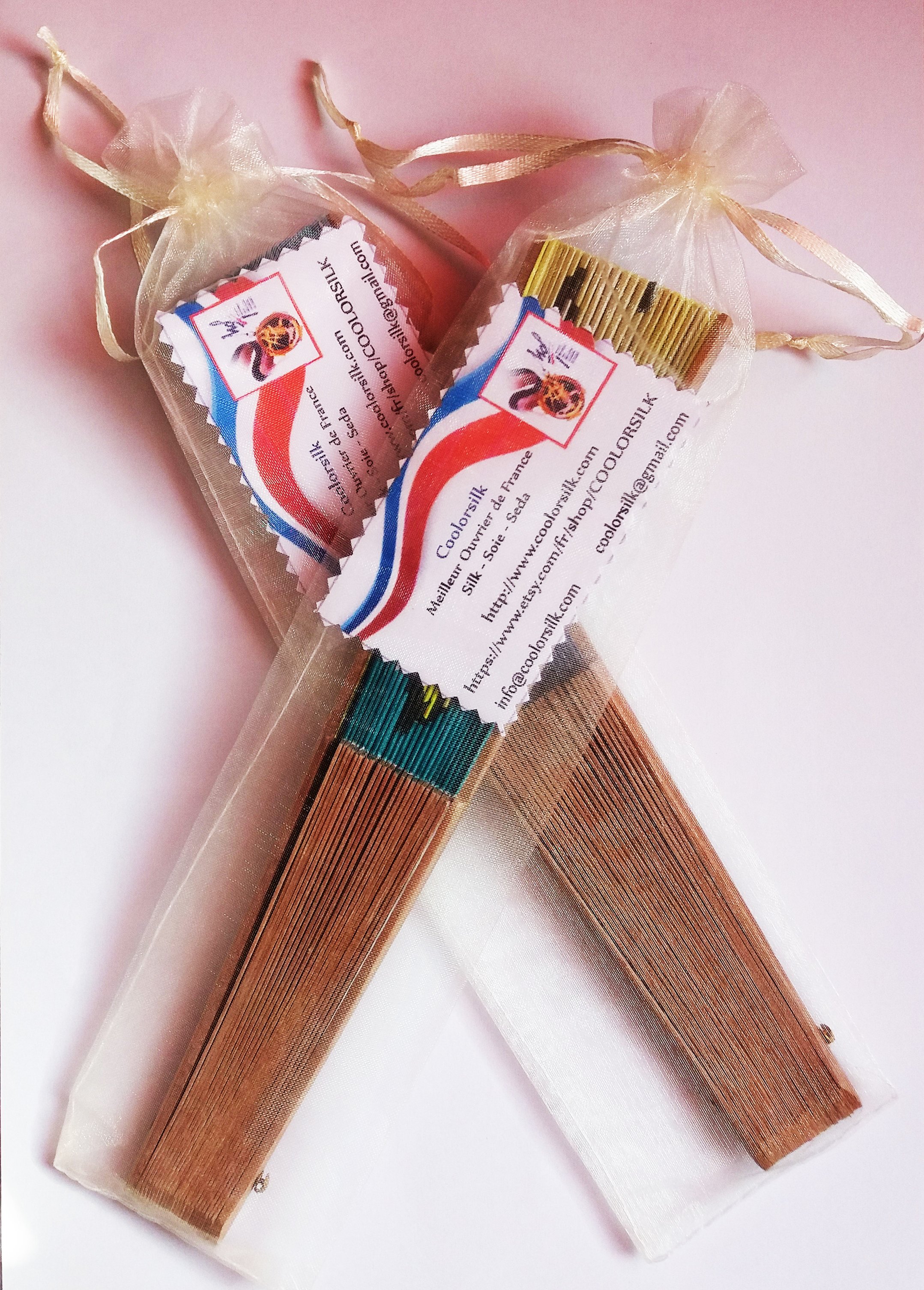 Eventail en coton peint &aacute; la main " Bora Bora"