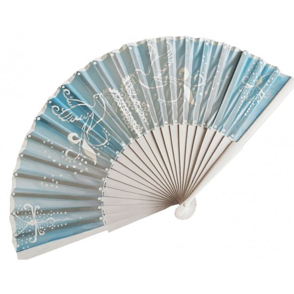 Un precioso abanico de seda dibujado y pintado a mano para un "D&iacute;a D" perfecto.