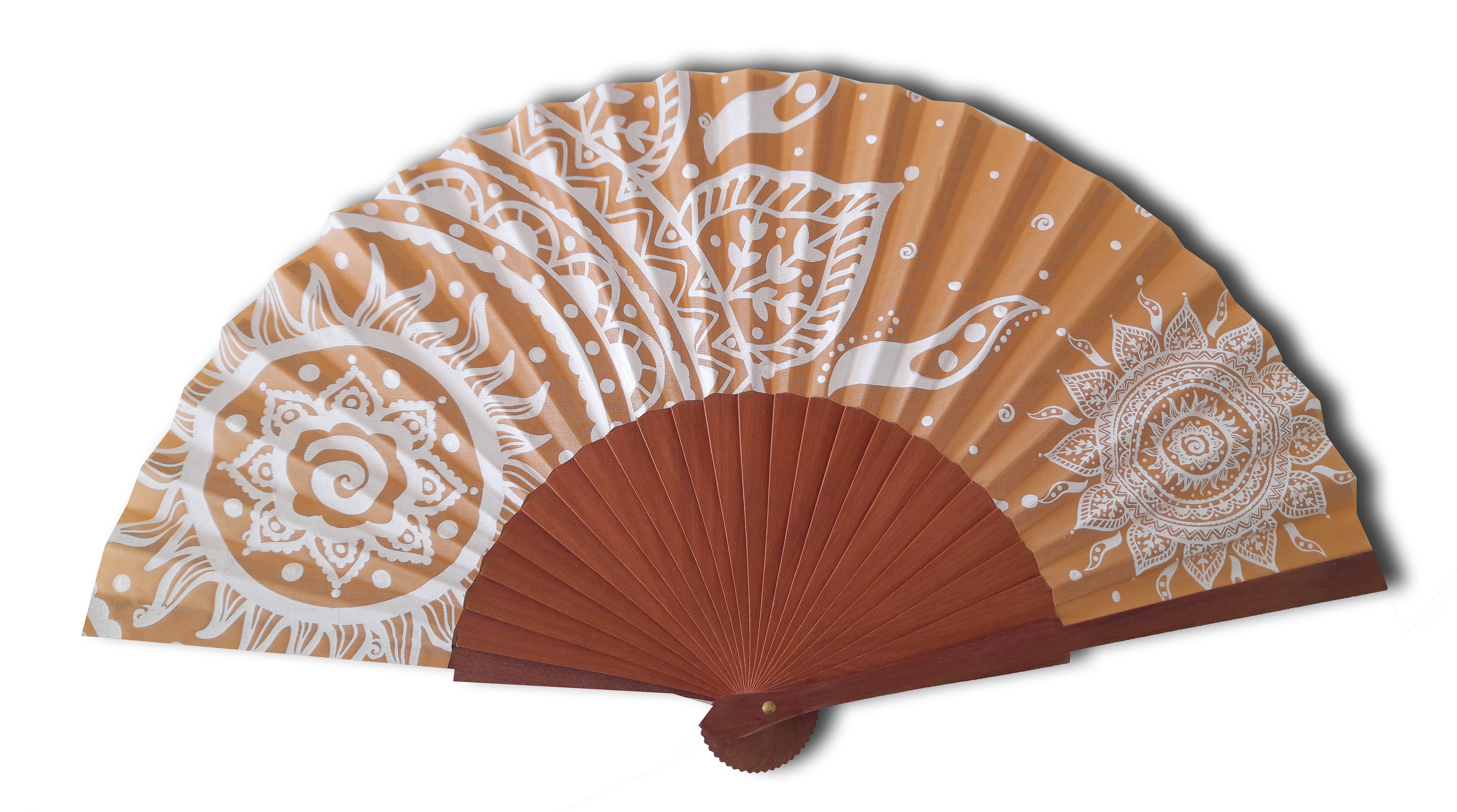 Eventail en coton peint &aacute; la main " Hawa&iuml;"