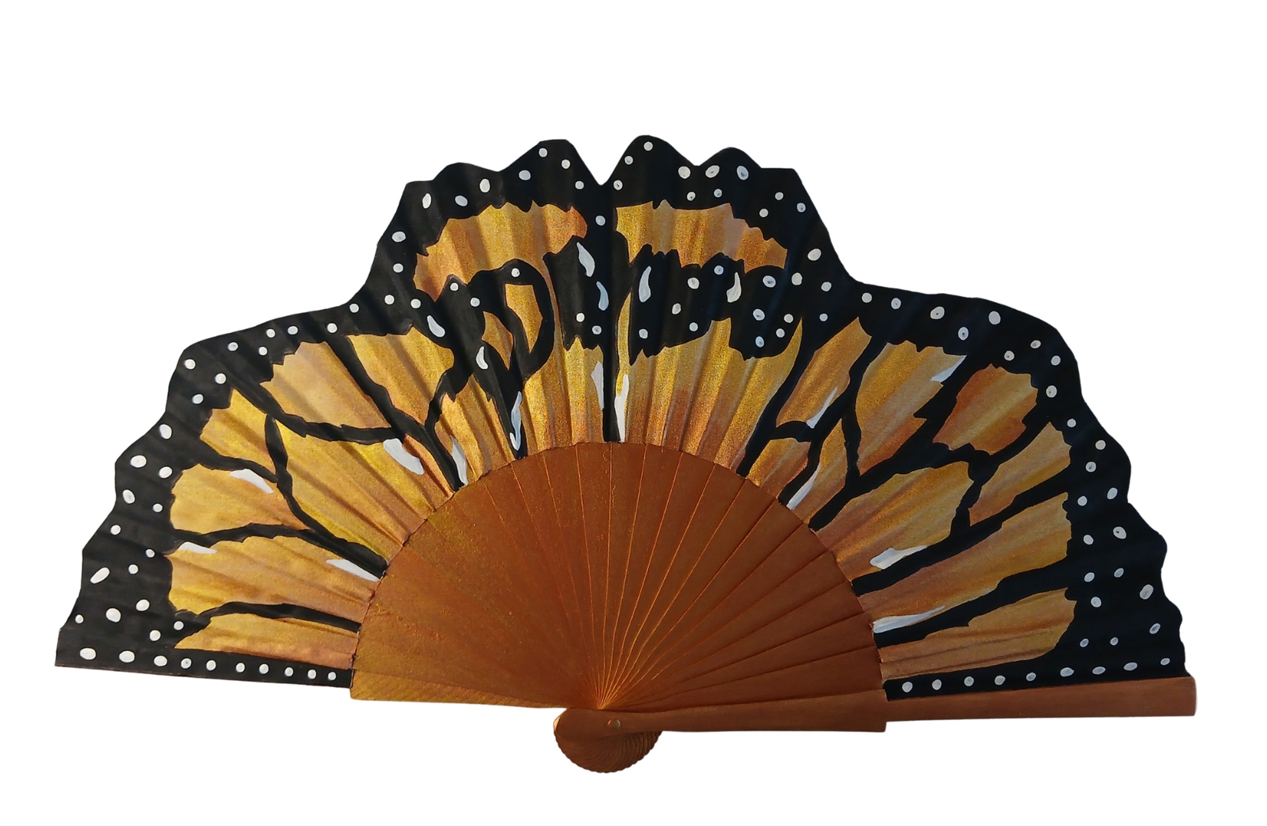 Un bel éventail en coton  fabication espagnole, entiérement peint à la main.