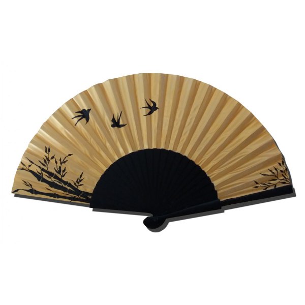 Abanico de sat&eacute;n "Liberty" dibujado y pintado a mano