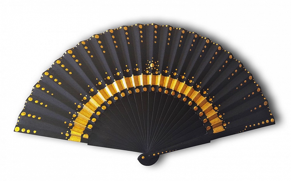 Abanico de sat&eacute;n "Galaxia" dibujado y pintado a mano