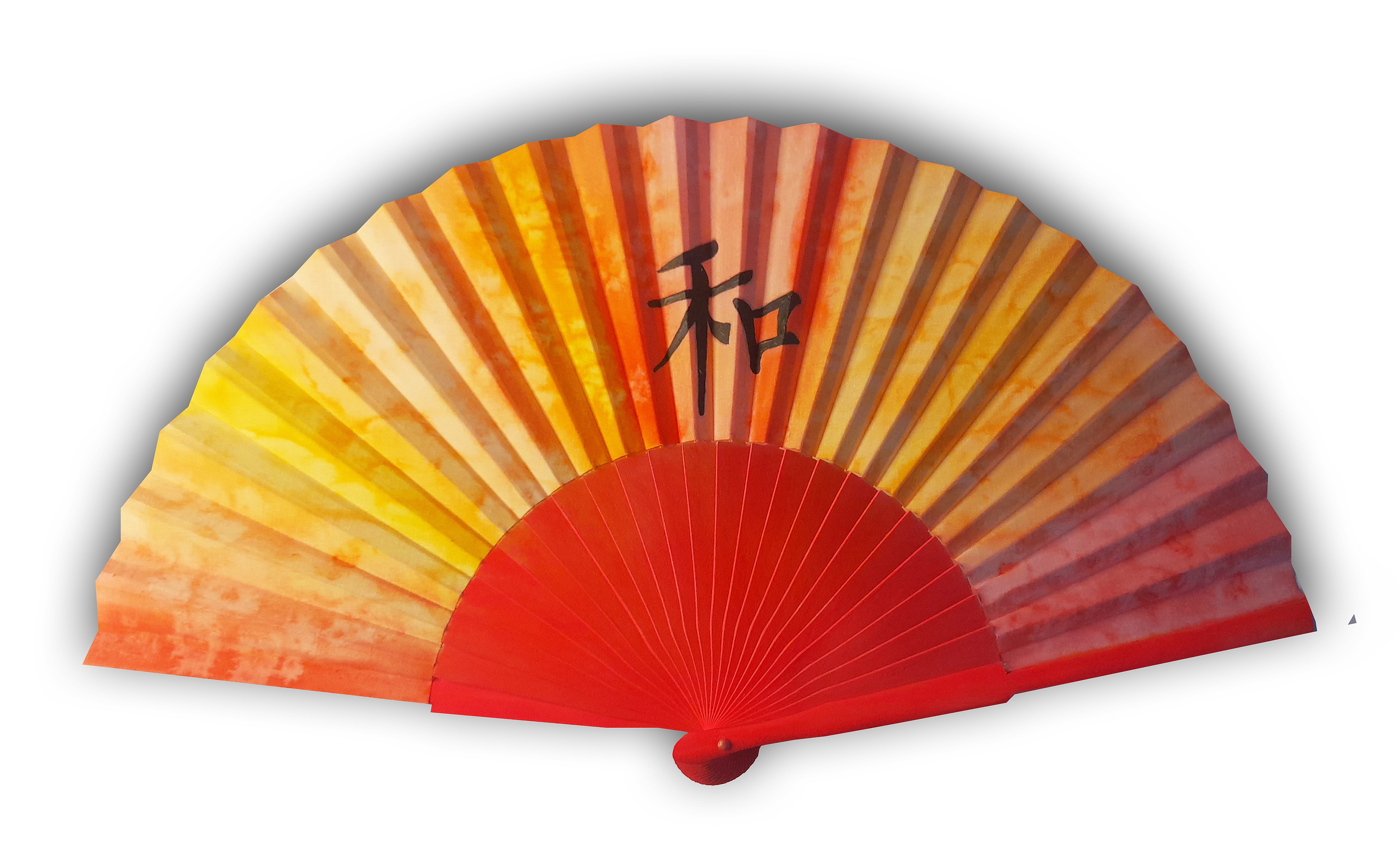 Eventail en satin dessin&eacute; et peint &agrave; la main "Paix"