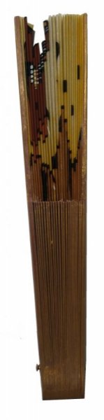 Abanico de sat&eacute;n de algod&oacute;n "Viol&iacute;n de oro" dibujado y pintado a mano