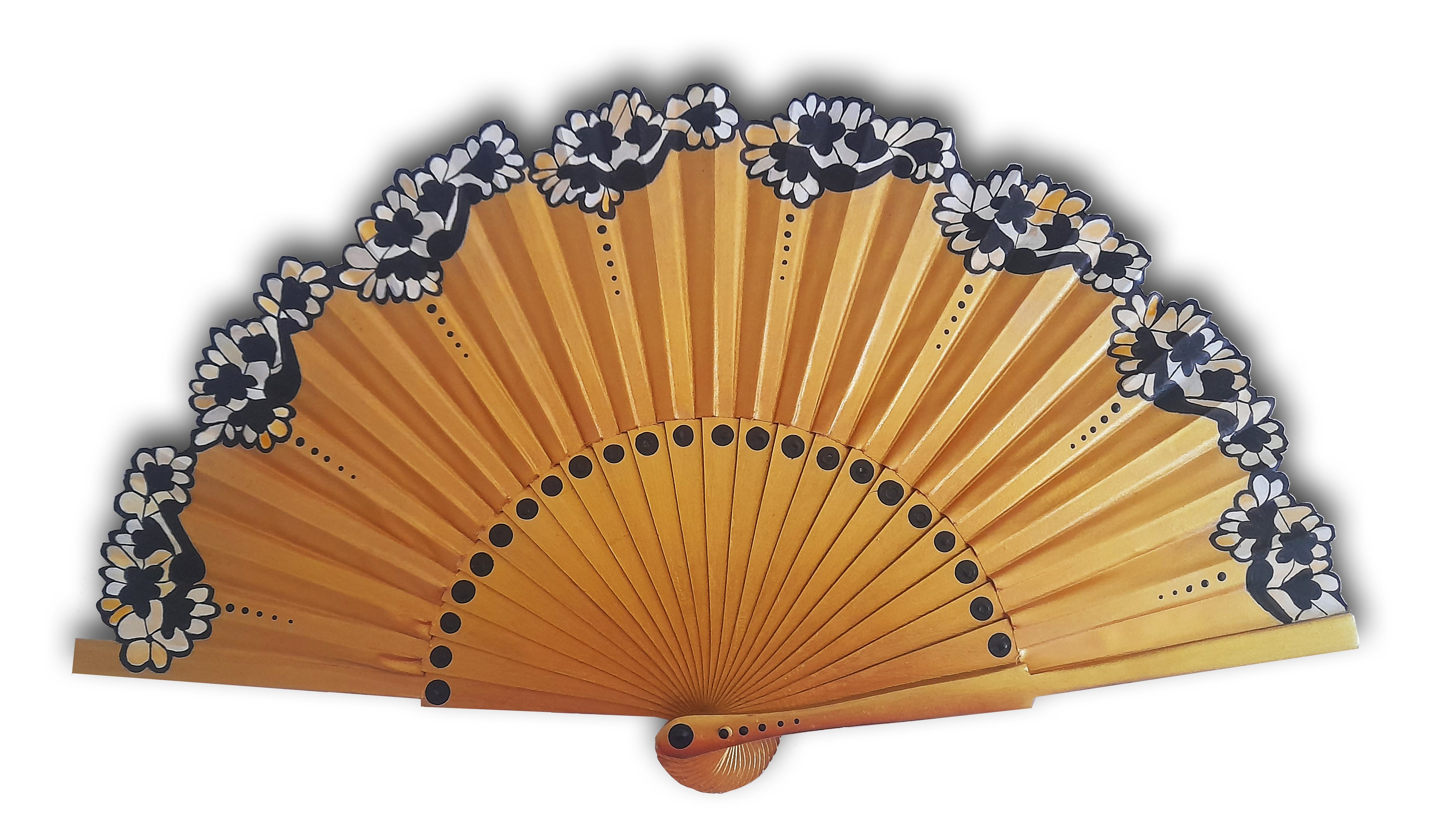 Eventail en soie dessin&eacute; et peint &agrave; la main "Peniscola"